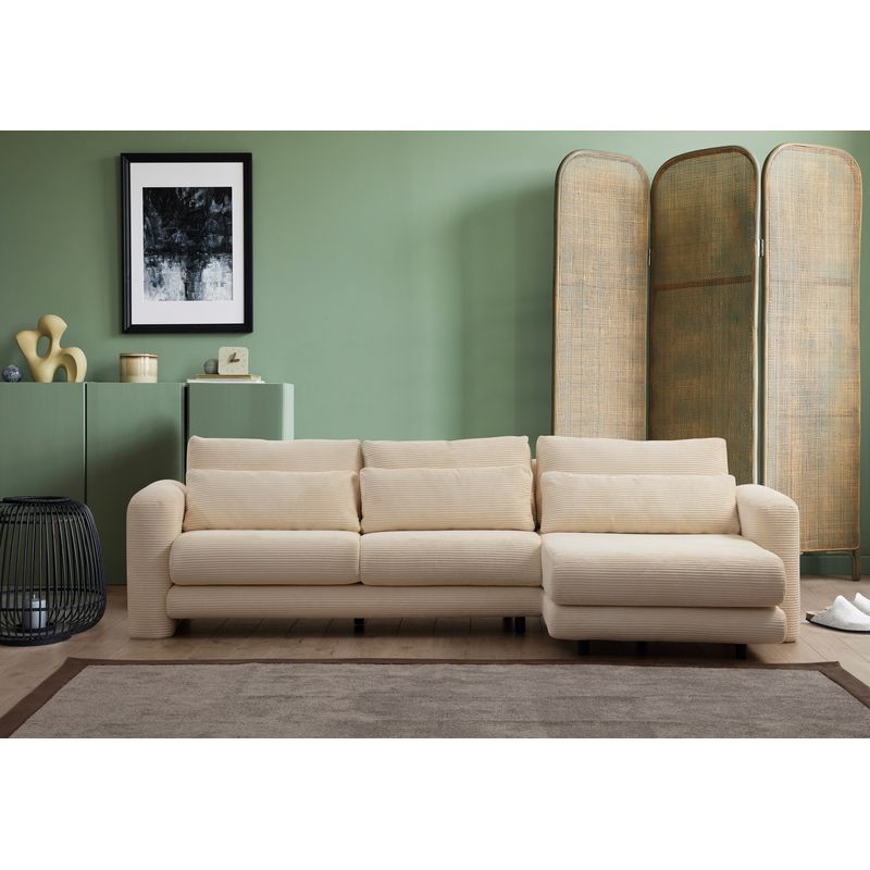 Casa si Gradina - Mobilier - Canapele si coltare - Coltare - Coltar, Hanah Home, lemn fag si pal, bej, 290x165x97 cm - Infinity.ro