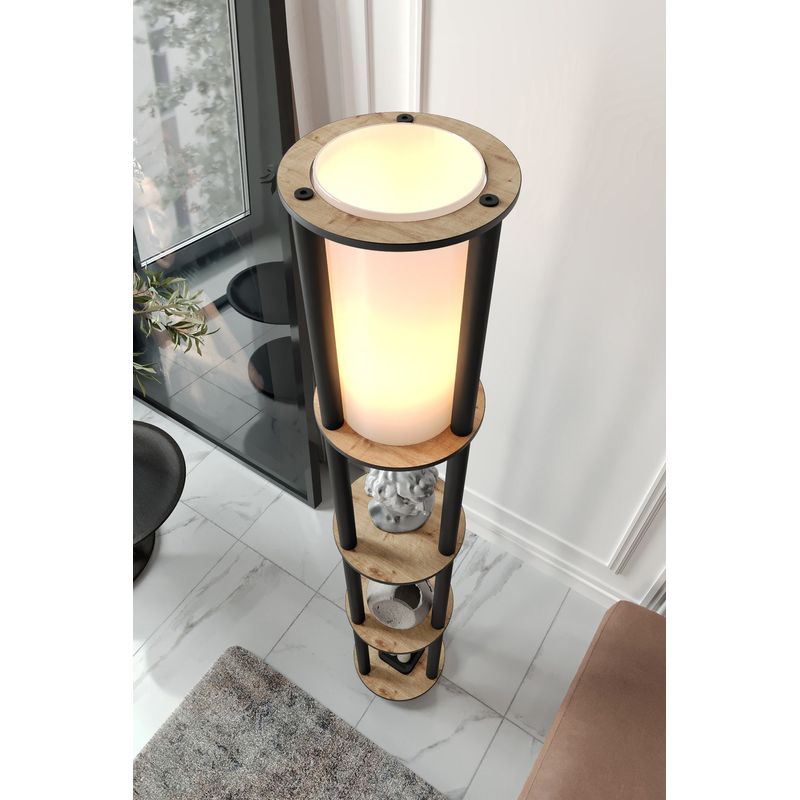 Casa si Gradina - Corpuri si surse de iluminat - Veioze si lampi - Lampadare - Lampadar, Opviq, mdf si hartie craft, nuc, 150 cm - Infinity.ro
