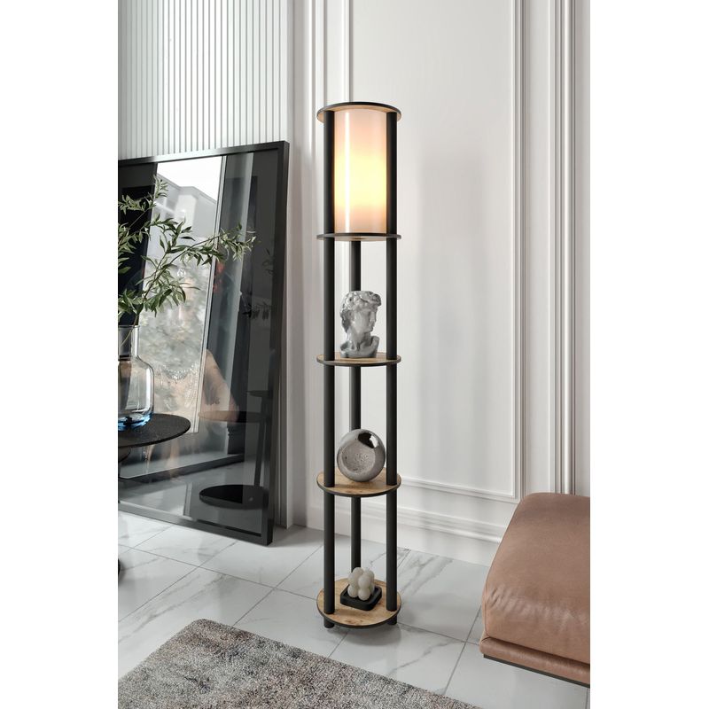 Casa si Gradina - Corpuri si surse de iluminat - Veioze si lampi - Lampadare - Lampadar, Opviq, mdf si hartie craft, nuc, 150 cm - Infinity.ro