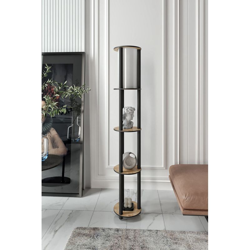 Casa si Gradina - Corpuri si surse de iluminat - Veioze si lampi - Lampadare - Lampadar, Opviq, mdf si hartie craft, nuc, 150 cm - Infinity.ro