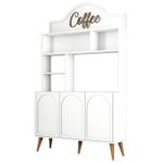 Casa si Gradina - Mobilier - Comode si corpuri - Corpuri bucatarie - Dulap bar cafea, Hanah Home, pal melaminat, alb si nuc, 120x35x202 cm - Infinity.ro