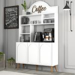Casa si Gradina - Mobilier - Comode si corpuri - Corpuri bucatarie - Dulap bar cafea, Hanah Home, pal melaminat, alb si nuc, 120x35x202 cm - Infinity.ro