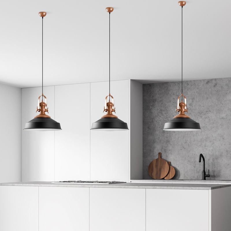 Casa si Gradina - Corpuri si surse de iluminat - Lustre si pendule - Lustra, Opviq, metal, negru, diametru 41 cm, inaltime reglabila 45-130 cm - Infinity.ro