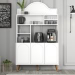 Casa si Gradina - Mobilier - Comode si corpuri - Corpuri bucatarie - Dulap bar cafea, Hanah Home, pal melaminat, alb si nuc, 120x35x202 cm - Infinity.ro