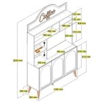 Casa si Gradina - Mobilier - Comode si corpuri - Corpuri bucatarie - Dulap bar cafea, Hanah Home, pal melaminat, alb si nuc, 120x35x202 cm - Infinity.ro