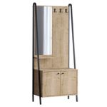 Casa si Gradina - Mobilier - Organizare si depozitare - Cuiere - Cuier, Hanah Home, PAL melaminat, stejar si negru, 74x35x170 cm - Infinity.ro