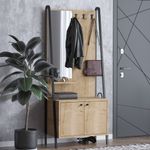 Casa si Gradina - Mobilier - Organizare si depozitare - Cuiere - Cuier, Hanah Home, PAL melaminat, stejar si negru, 74x35x170 cm - Infinity.ro