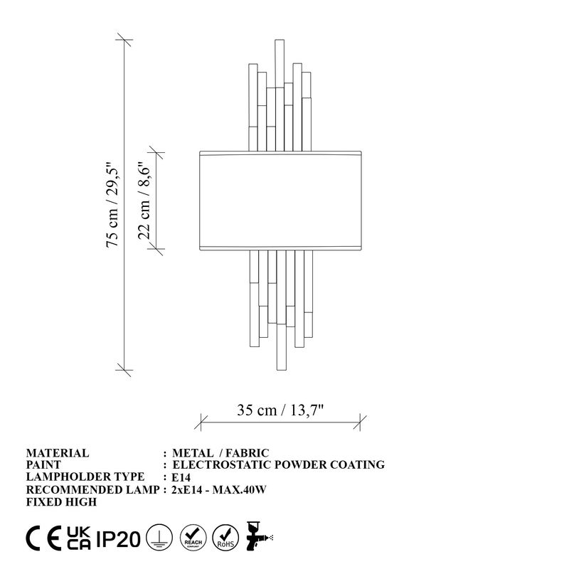 Casa si Gradina - Corpuri si surse de iluminat - Plafoniere, aplice si spoturi - Aplica, Opviq, metal, auriu alb, 35x75x10 cm - Infinity.ro