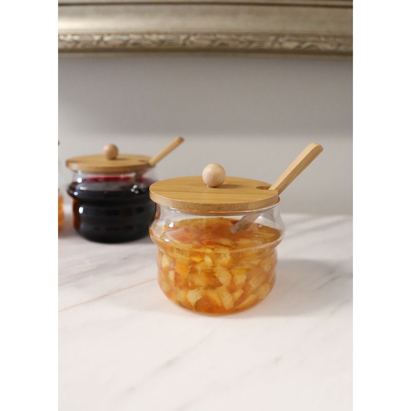 Casa si Gradina - Bucatarie si vesela - Organizare si depozitare bucatarie - Borcane si capace - Borcan, Hermia, sticla, transparent, capac bambus, 9x9x10 cm, 250 ml - Infinity.ro