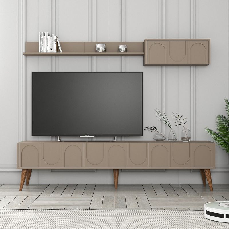 Casa si Gradina - Mobilier - Comode si corpuri - Console - Corp tv, Hanah Home, pal melaminat, atlas si nuc, 180x44x35 cm - Infinity.ro
