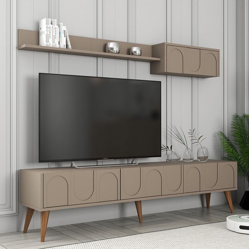 Casa si Gradina - Mobilier - Comode si corpuri - Console - Corp tv, Hanah Home, pal melaminat, atlas si nuc, 180x44x35 cm - Infinity.ro