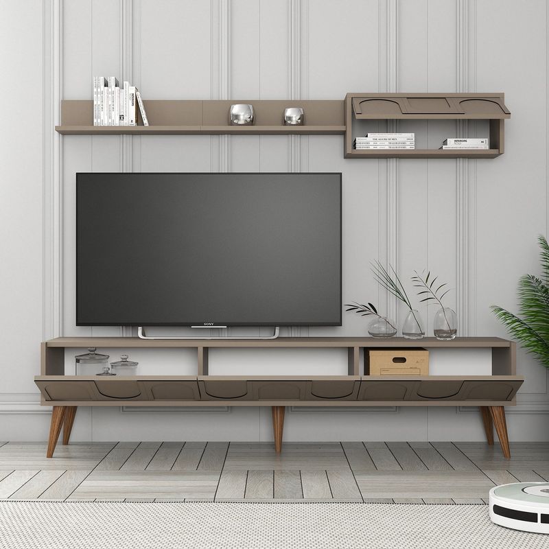 Casa si Gradina - Mobilier - Comode si corpuri - Console - Corp tv, Hanah Home, pal melaminat, atlas si nuc, 180x44x35 cm - Infinity.ro