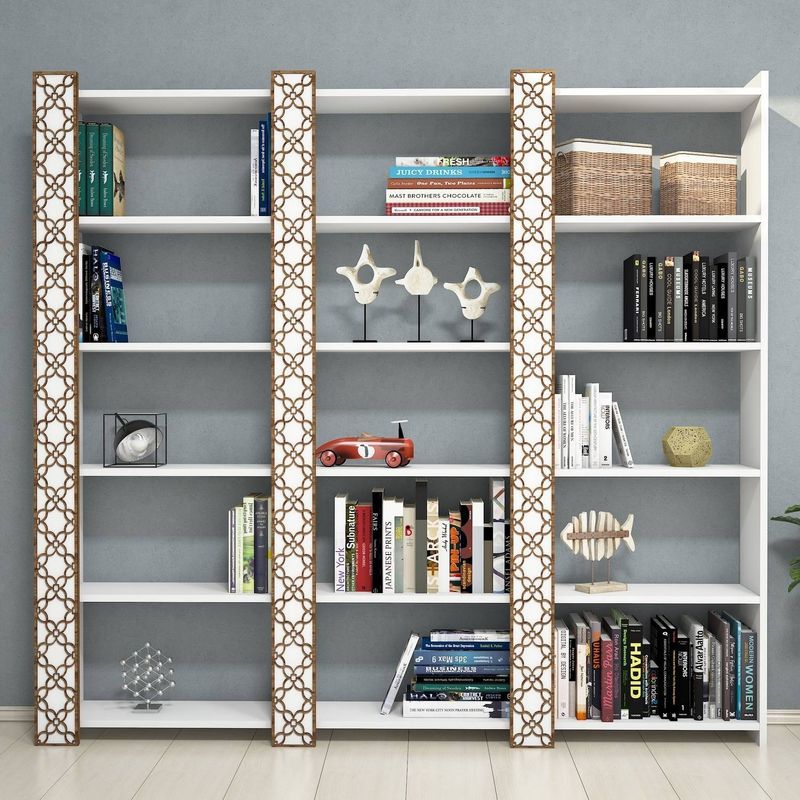 Casa si Gradina - Mobilier - Biblioteci si rafturi - Biblioteci - Biblioteca, Hanah Home, pal melaminat, alb, 184.6x24.2x170 cm - Infinity.ro