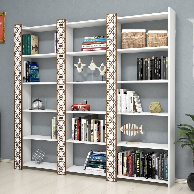 Casa si Gradina - Mobilier - Biblioteci si rafturi - Biblioteci - Biblioteca, Hanah Home, pal melaminat, alb, 184.6x24.2x170 cm - Infinity.ro