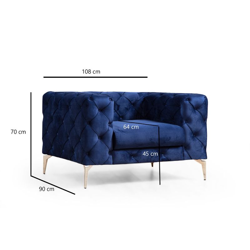 Casa si Gradina - Mobilier - Scaune si fotolii - Fotolii - Fotoliu, Hanah Home, lemn fag si pal, albastru marin, 108x90x70 cm - Infinity.ro