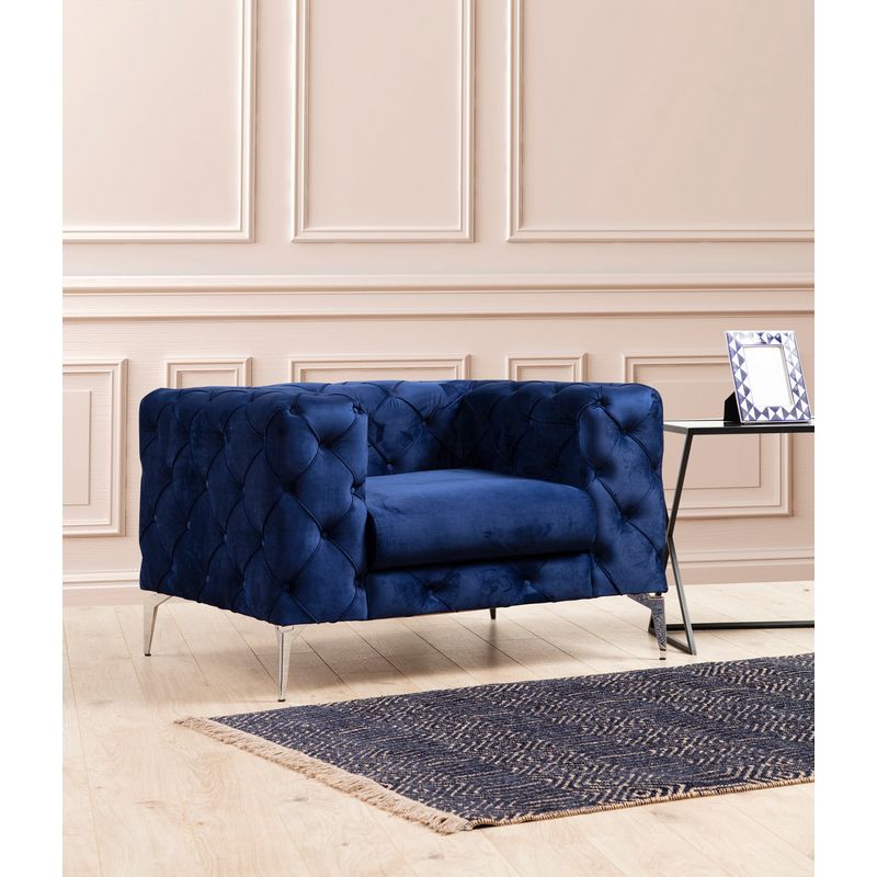 Casa si Gradina - Mobilier - Scaune si fotolii - Fotolii - Fotoliu, Hanah Home, lemn fag si pal, albastru marin, 108x90x70 cm - Infinity.ro