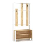 Casa si Gradina - Mobilier - Organizare si depozitare - Cuiere - Cuier, Hanah Home, PAL melaminat, alb si stejar, 90x36x180 cm - Infinity.ro