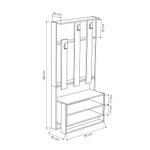Casa si Gradina - Mobilier - Organizare si depozitare - Cuiere - Cuier, Hanah Home, PAL melaminat, alb si stejar, 90x36x180 cm - Infinity.ro