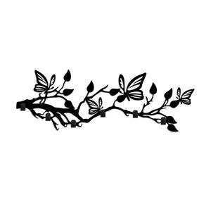 Cuiere de perete, Wallxpert, metal, negru, 60x24x2 cm