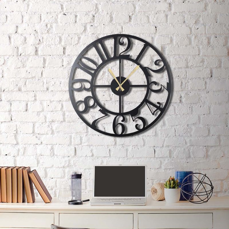 Casa si Gradina - Decoratiuni - Ceasuri - Ceas de perete decorativ, Wallxpert, metal, negru, 70x70 cm, 805BSG1103 - Infinity.ro