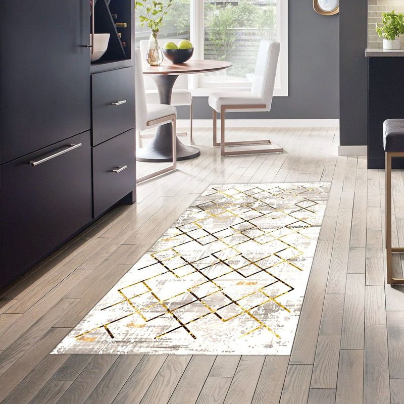 Casa si Gradina - Textile si covoare - Covoare - Covoare casa - Covor, Conceptum Hypnose, auriu, 80x200 cm, 100% poliester, antiderapant, lavabil la masina - Infinity.ro