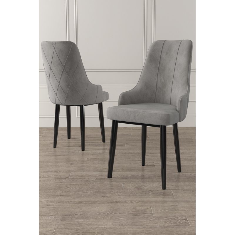 Casa si Gradina - Mobilier - Scaune si fotolii - Scaune - Set scaune, Hanah Home, metal, gri si negru, 46x42x95 cm - Infinity.ro