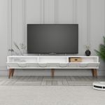 Casa si Gradina - Mobilier - Comode si corpuri - Console - Corp tv, Hanah Home, pal melaminat, alb si nuc, 180x35x44 cm - Infinity.ro