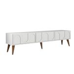 Casa si Gradina - Mobilier - Comode si corpuri - Console - Corp tv, Hanah Home, pal melaminat, alb si nuc, 180x35x44 cm - Infinity.ro