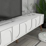 Casa si Gradina - Mobilier - Comode si corpuri - Console - Corp tv, Hanah Home, pal melaminat, alb si nuc, 180x35x44 cm - Infinity.ro