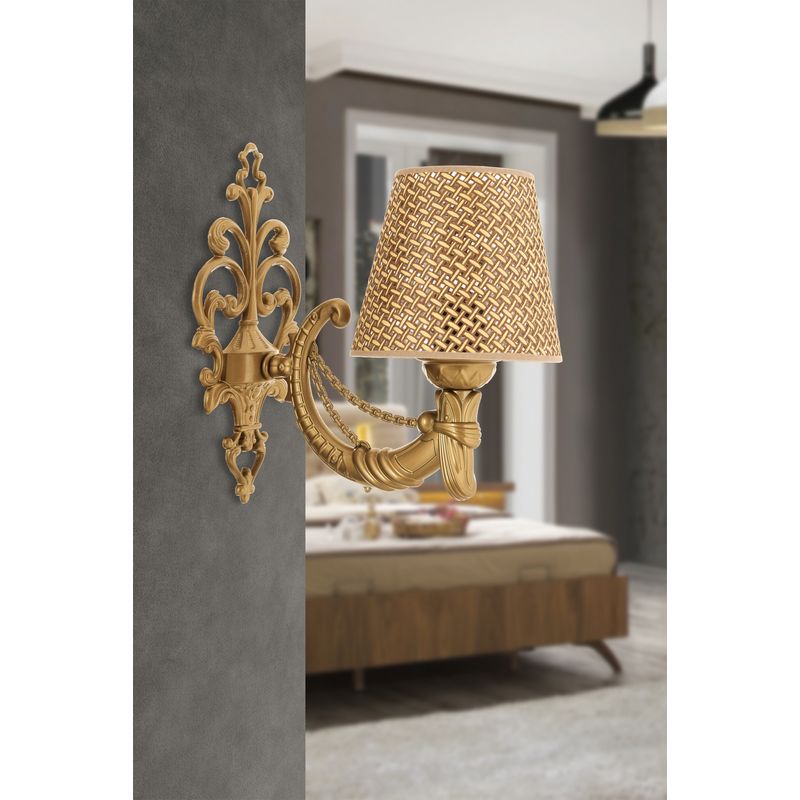 Casa si Gradina - Corpuri si surse de iluminat - Plafoniere, aplice si spoturi - Aplica, Opviq, metal, natural auriu, 24x26 cm, 390FLH2350 - Infinity.ro