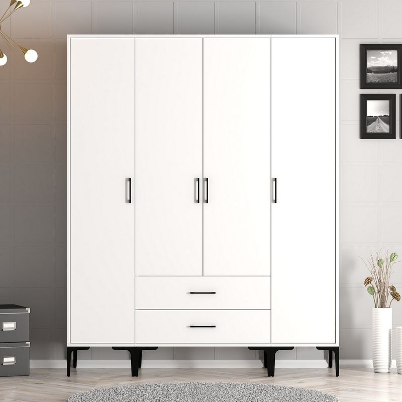 Casa si Gradina - Mobilier - Dulapuri si sifoniere - Dulapuri - Dulap, Hanah Home, pal melaminat, alb, 160x47.5x201.4 cm, 845HCT5483 - Infinity.ro
