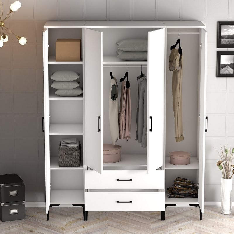 Casa si Gradina - Mobilier - Dulapuri si sifoniere - Dulapuri - Dulap, Hanah Home, pal melaminat, alb, 160x47.5x201.4 cm, 845HCT5483 - Infinity.ro