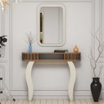 Casa si Gradina - Mobilier - Comode si corpuri - Console - Consola cu oglinda, Hanah Home, pal melaminat, crem, 105x30x85 cm - Infinity.ro