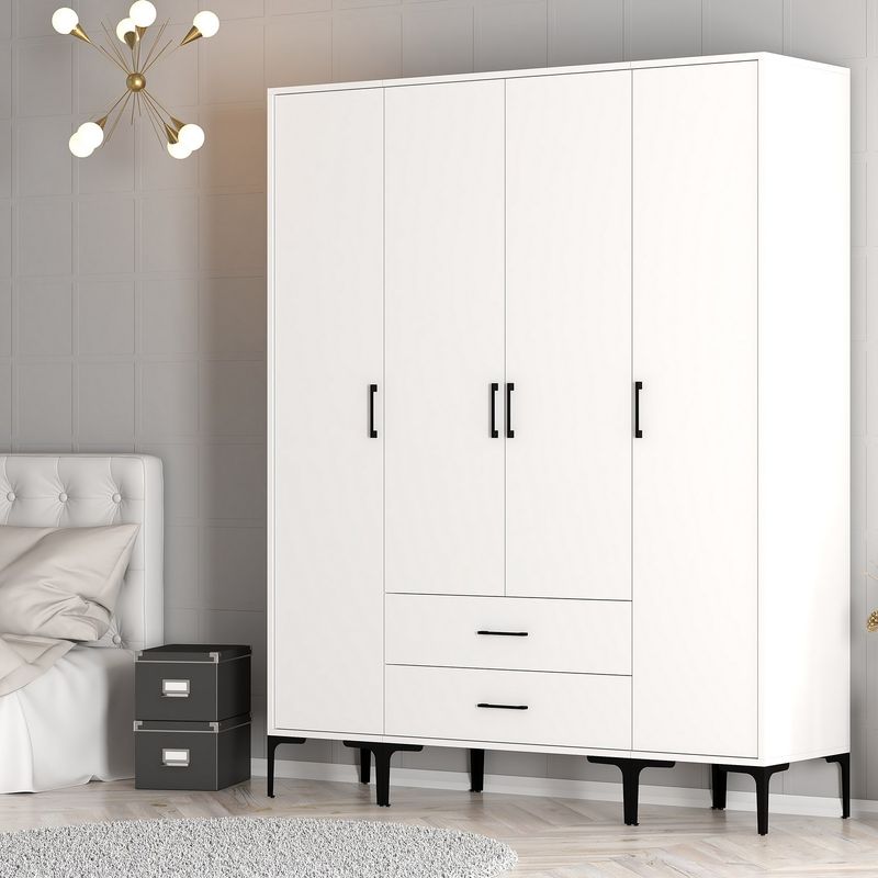 Casa si Gradina - Mobilier - Dulapuri si sifoniere - Dulapuri - Dulap, Hanah Home, pal melaminat, alb, 160x47.5x201.4 cm, 845HCT5483 - Infinity.ro