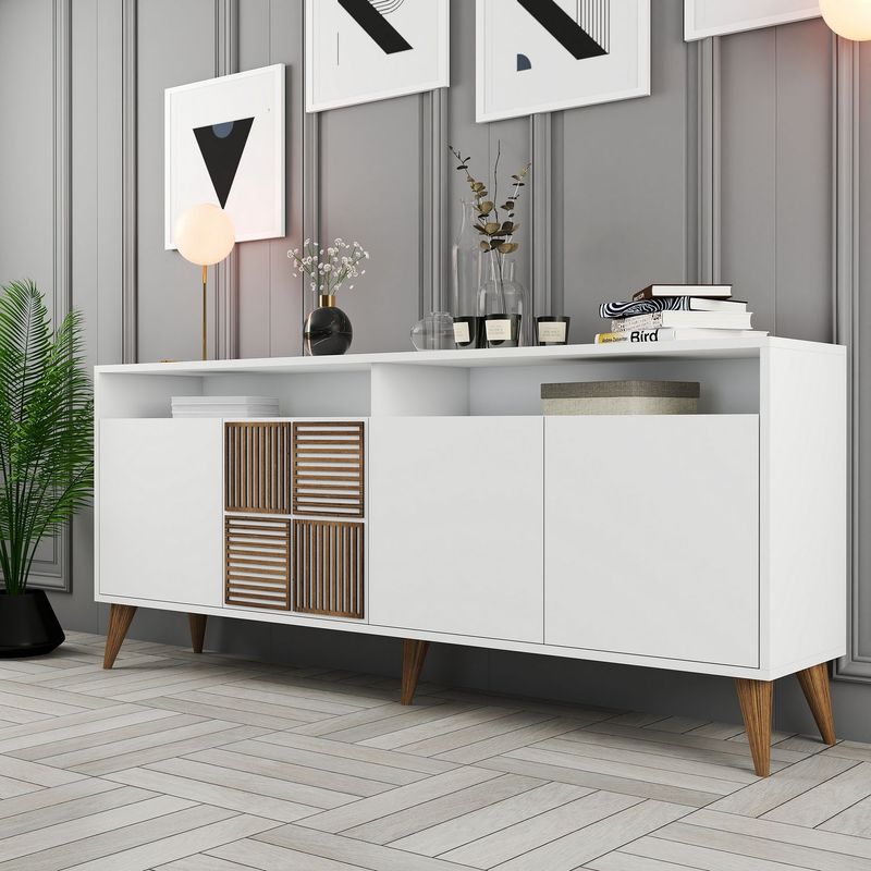 Casa si Gradina - Mobilier - Comode si corpuri - Console - Consola, Hanah Home, PAL melaminat, alb, 180x78x35 cm - Infinity.ro