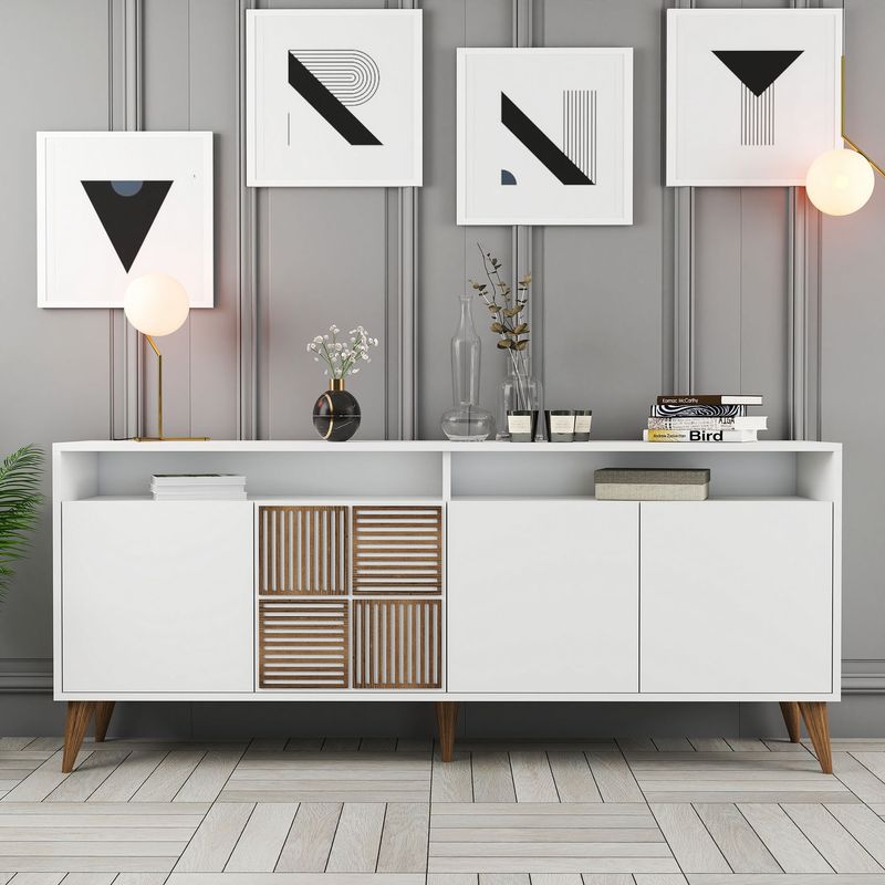 Casa si Gradina - Mobilier - Comode si corpuri - Console - Consola, Hanah Home, PAL melaminat, alb, 180x78x35 cm - Infinity.ro