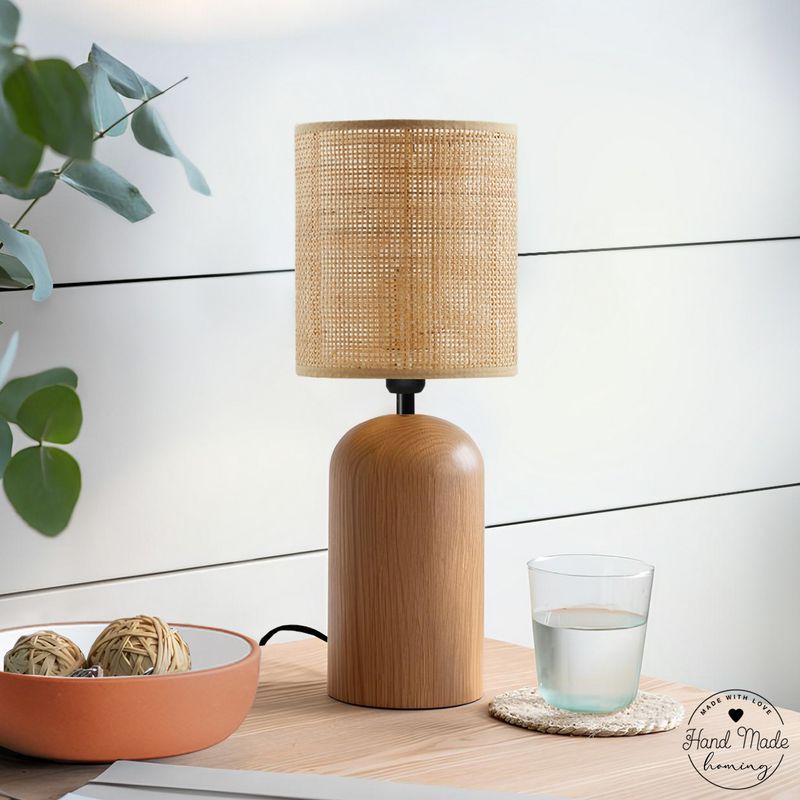 Casa si Gradina - Corpuri si surse de iluminat - Veioze si lampi - Veioze - Veioza, Opviq, lemn si bambus, bej, inaltime 35 cm - Infinity.ro