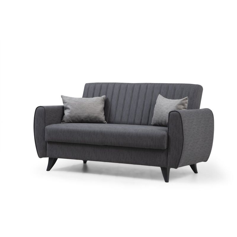 Casa si Gradina - Mobilier - Canapele si coltare - Canapele - Canapea extensibila 2 locuri, Atelier Del Sofa, poliester texturat, gri inchis, 158x86x77 cm - Infinity.ro