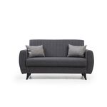 Casa si Gradina - Mobilier - Canapele si coltare - Canapele - Canapea extensibila 2 locuri, Atelier Del Sofa, poliester texturat, gri inchis, 158x86x77 cm - Infinity.ro