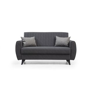 Canapea extensibila 2 locuri, Atelier Del Sofa, poliester texturat, gri inchis, 158x86x77 cm