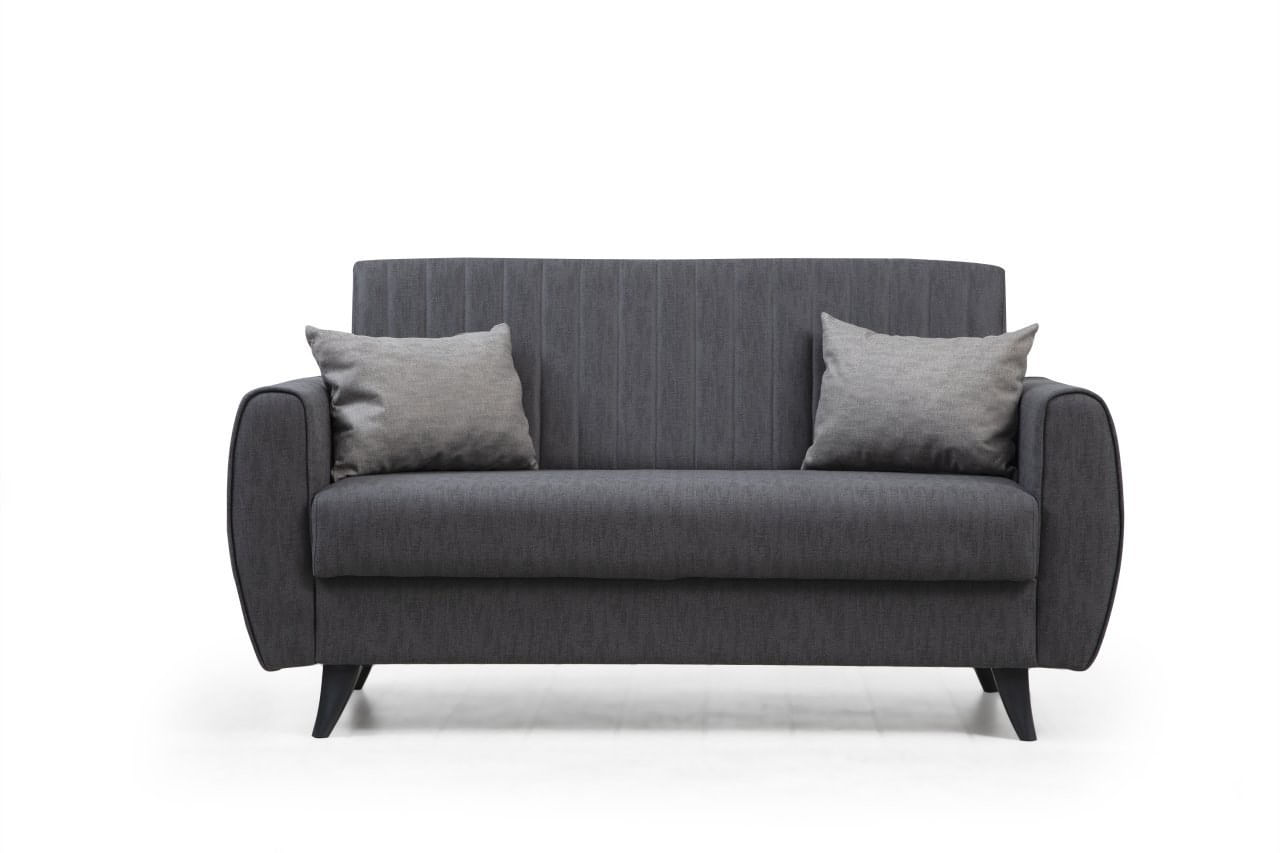 Canapea extensibila 2 locuri, Atelier Del Sofa, poliester texturat, gri inchis, 158x86x77 cm