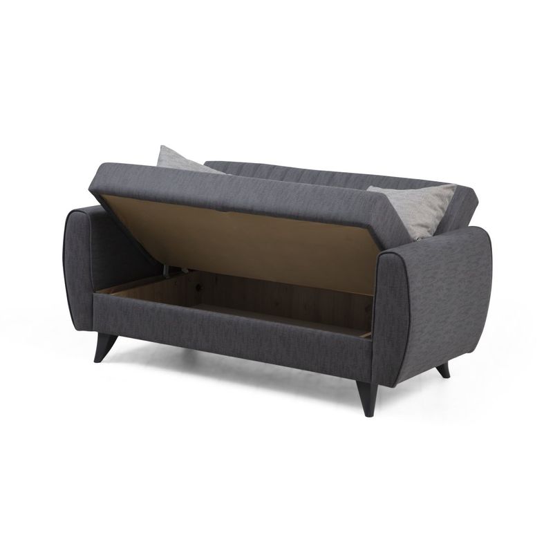 Casa si Gradina - Mobilier - Canapele si coltare - Canapele - Canapea extensibila 2 locuri, Atelier Del Sofa, poliester texturat, gri inchis, 158x86x77 cm - Infinity.ro