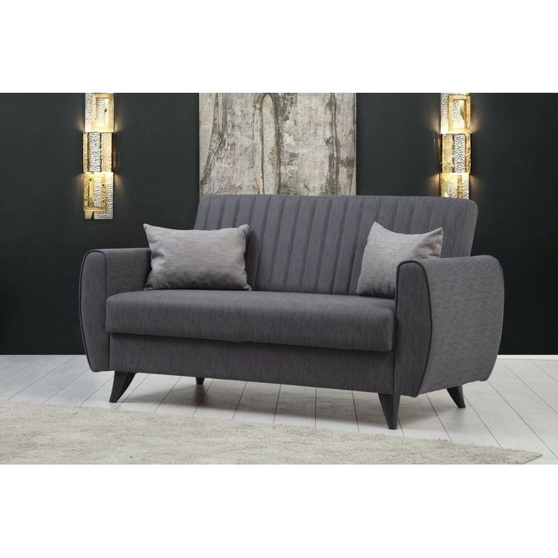 Casa si Gradina - Mobilier - Canapele si coltare - Canapele - Canapea extensibila 2 locuri, Atelier Del Sofa, poliester texturat, gri inchis, 158x86x77 cm - Infinity.ro
