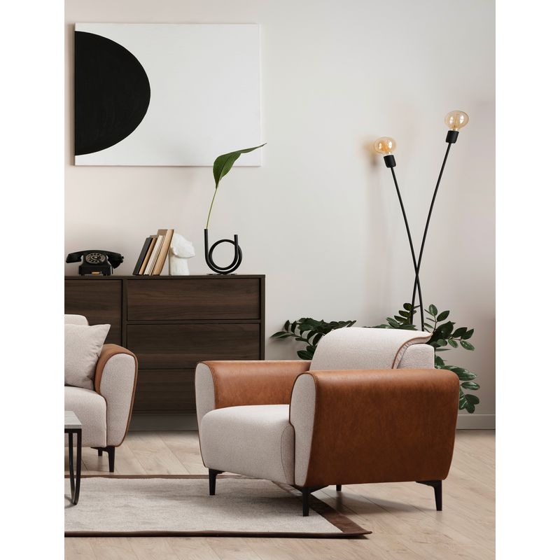 Casa si Gradina - Mobilier - Scaune si fotolii - Fotolii - Fotoliu, Atelier Del Sofa, lemn de fag, bej si scorţişoara, 100x85x85 cm - Infinity.ro