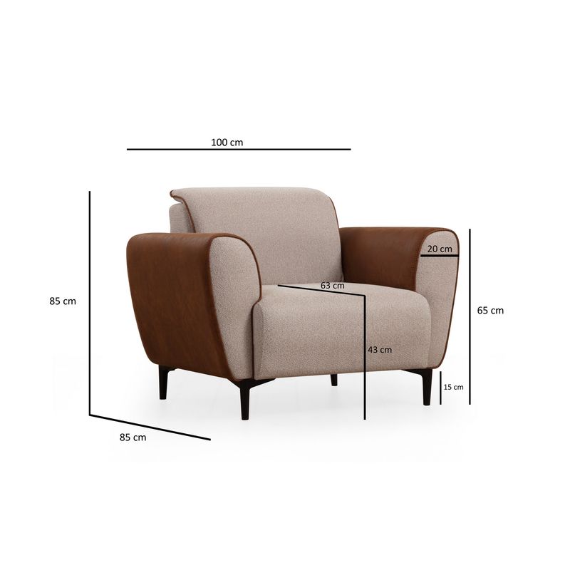 Casa si Gradina - Mobilier - Scaune si fotolii - Fotolii - Fotoliu, Atelier Del Sofa, lemn de fag, bej si scorţişoara, 100x85x85 cm - Infinity.ro
