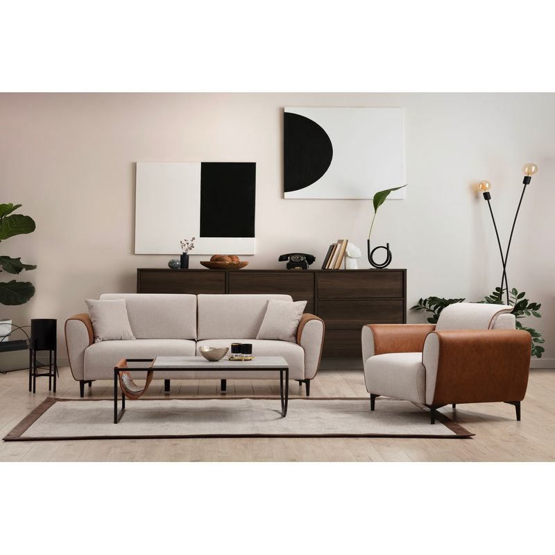 Casa si Gradina - Mobilier - Scaune si fotolii - Fotolii - Fotoliu, Atelier Del Sofa, lemn de fag, bej si scorţişoara, 100x85x85 cm - Infinity.ro