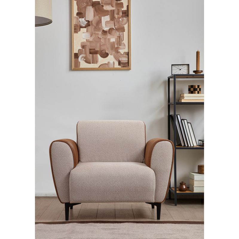 Casa si Gradina - Mobilier - Scaune si fotolii - Fotolii - Fotoliu, Atelier Del Sofa, lemn de fag, bej si scorţişoara, 100x85x85 cm - Infinity.ro