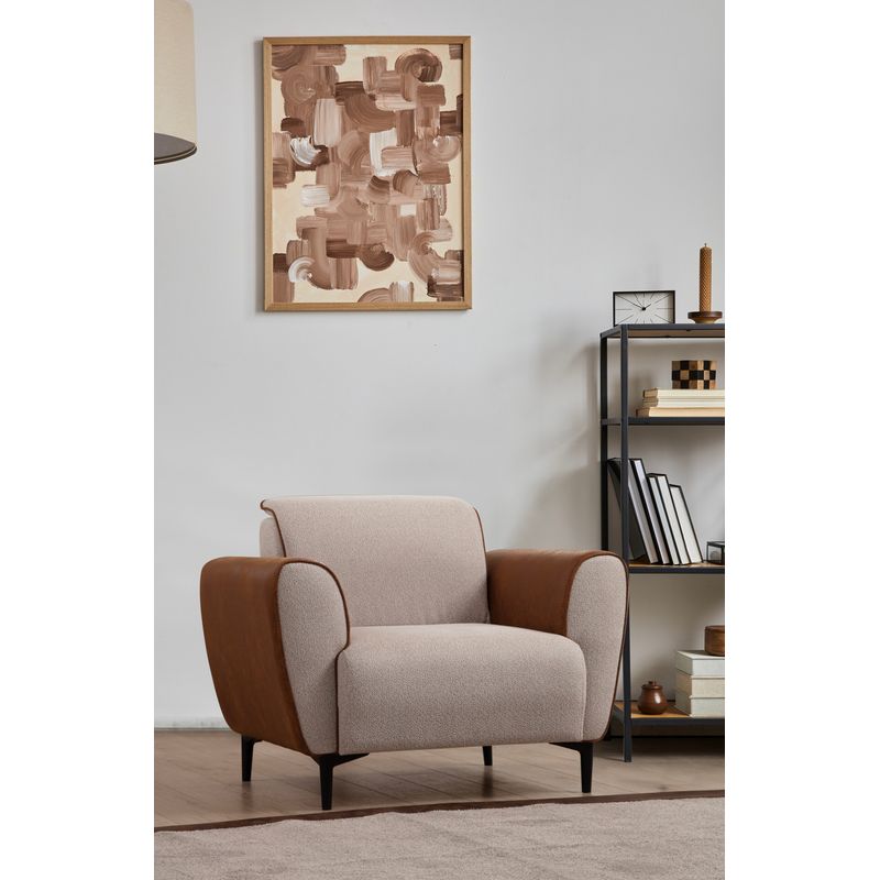 Casa si Gradina - Mobilier - Scaune si fotolii - Fotolii - Fotoliu, Atelier Del Sofa, lemn de fag, bej si scorţişoara, 100x85x85 cm - Infinity.ro