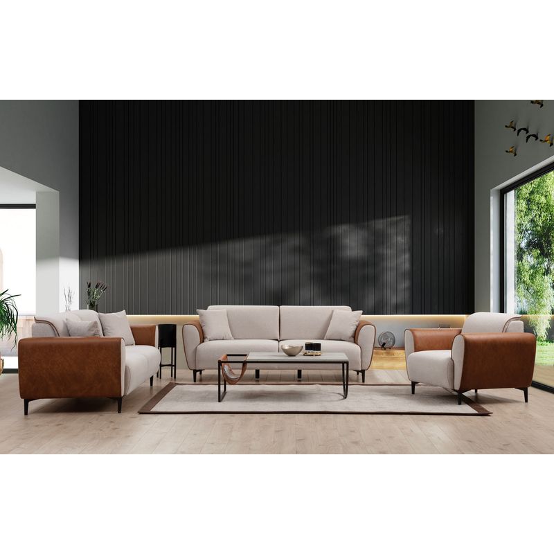 Casa si Gradina - Mobilier - Scaune si fotolii - Fotolii - Fotoliu, Atelier Del Sofa, lemn de fag, bej si scorţişoara, 100x85x85 cm - Infinity.ro