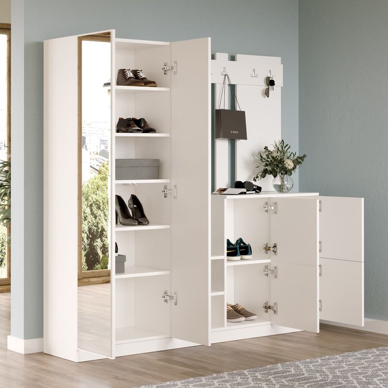 Casa si Gradina - Mobilier - Organizare si depozitare - Cuiere - Cuier hol, Hanah Home, pal melaminat, alb, 187.2x37.5x180 cm - Infinity.ro